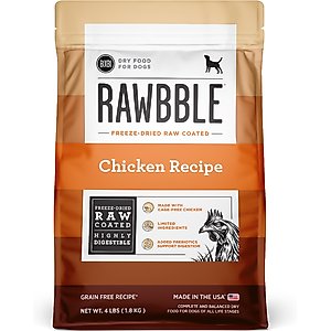 BIXBI RAWBBLE Fresh Chicken Recipe Limited Ingredient Grain-Free Dry Dog Food, 4-lb bag