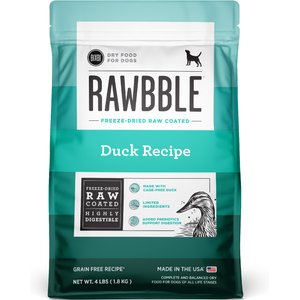 BIXBI RAWBBLE Fresh Duck Recipe Limited Ingredient Grain-Free Dry Dog Food, 4-lb bag