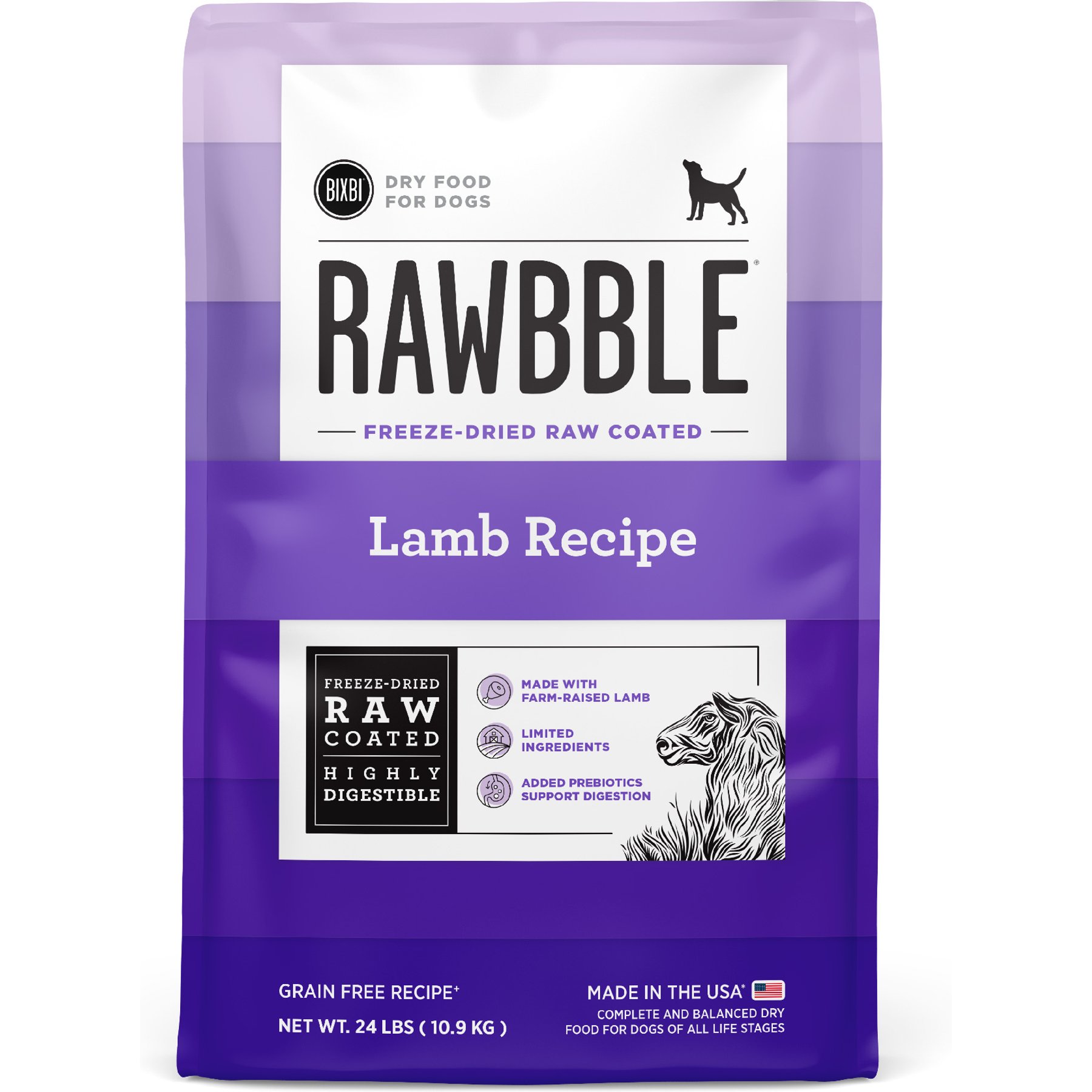 BIXBI RAWBBLE Fresh Lamb Recipe Limited Ingredient Grain-Free Dry Dog Food, 24-lb bag