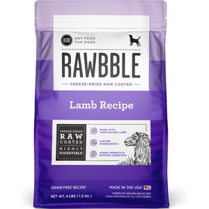 BIXBI RAWBBLE Fresh Lamb Recipe Limited Ingredient Grain-Free Dry Dog Food, 4-lb bag