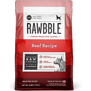 BIXBI Rawbble Grain-Free Beef Recipe Dry Dog Food, 4-lb bag