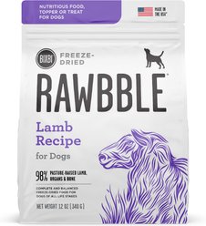 BIXBI Rawbble Lamb Recipe Grain-Free Freeze-Dried Dog Food, 12-oz bag