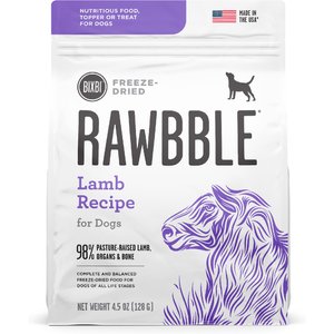 BIXBI Rawbble Lamb Recipe Grain-Free Freeze-Dried Dog Food, 4.5-oz bag