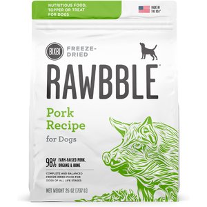 BIXBI Rawbble Pork Recipe Grain-Free Freeze-Dried Dog Food, 26-oz bag
