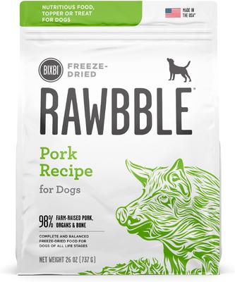 BIXBI Rawbble Pork Recipe Grain-Free Freeze-Dried Dog Food, 26-oz