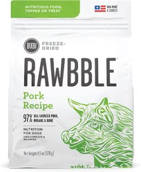 BIXBI Rawbble Pork Recipe Grain-Free Freeze-Dried Dog Food, 4.5-oz bag
