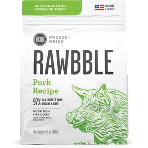BIXBI Rawbble Pork Recipe Grain-Free Freeze-Dried Dog Food, 4.5-oz bag