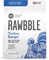 BIXBI Rawbble Turkey Recipe Grain-Free Freeze-Dried Dog Food, 4.5-oz bag