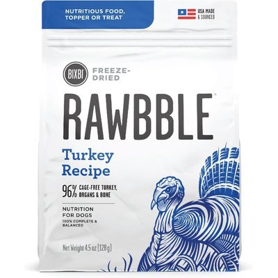 BIXBI BIXBI Rawbble Turkey Recipe Grain-Free Freeze-Dried Dog Food, 4.5-oz bag