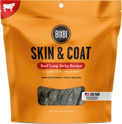 BIXBI Skin & Coat Beef Lung Jerky Dog Treats, 12-oz bag