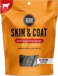 BIXBI Skin & Coat Beef Lung Jerky Dog Treats, 5-oz bag