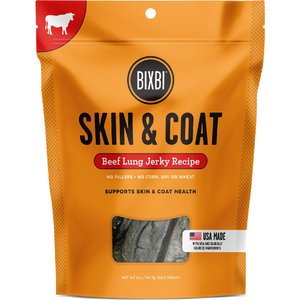 BIXBI Skin & Coat Beef Lung Jerky Dog Treats, 5-oz bag