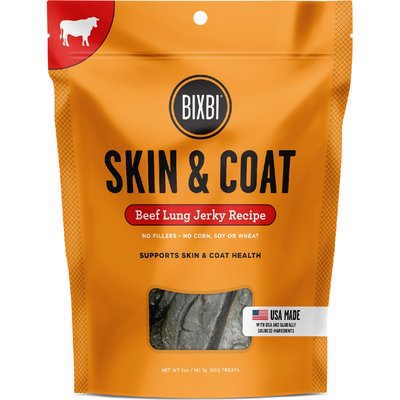 BIXBI BIXBI Skin & Coat Beef Lung Jerky Dog Treats, 5-oz bag