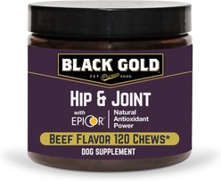 Black Gold Beef Flavored Soft Chew Hip & Joint Supplement for Dogs, 10.5-oz jar
