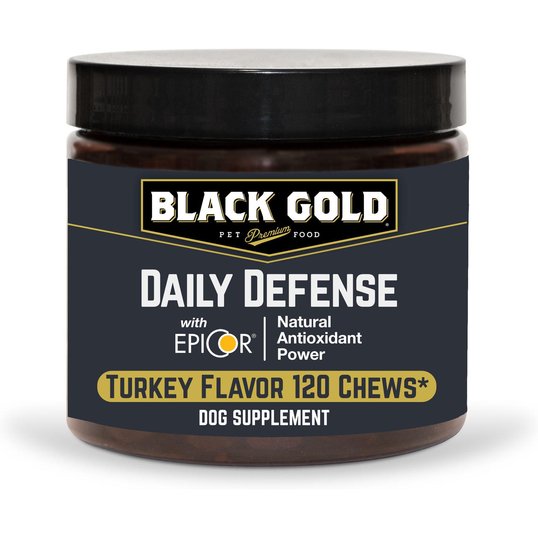 Black Gold Daily Defense Turkey Flavored Soft Chew Gut Health Supplement for Dogs, 10.5-oz jar