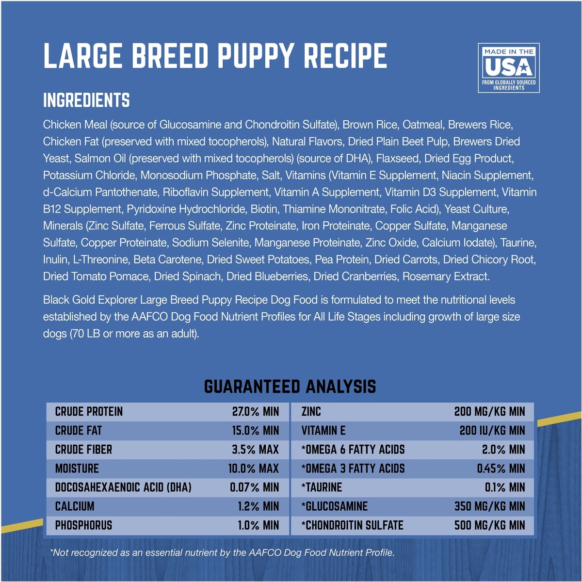 BLACK GOLD Explorer Large Breed Puppy Recipe Dry Dog Food, 40-lb