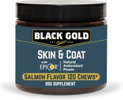 Black Gold Salmon Flavored Soft Chew Skin & Coat Supplement for Dogs, 10.5-oz jar