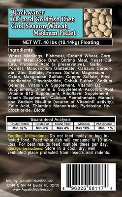 Show full view: Blackwater Premium Koi and Goldfish Food Cool Season Medium Pellet Fish Food, 40-lb bag slide 4 of 6