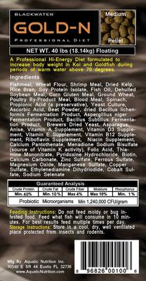 Show full view: Blackwater Premium Koi and Goldfish Food Gold-N Medium Pellet Fish Food, 40-lb bag slide 4 of 6