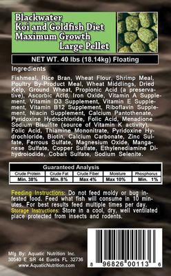 Show full view: Blackwater Premium Koi and Goldfish Food Max Growth Large Pellet Fish Food, 40-lb bag slide 4 of 5