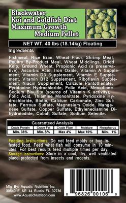 Show full view: Blackwater Premium Koi and Goldfish Food Max Growth Medium Pellet Fish Food, 40-lb bag slide 4 of 5