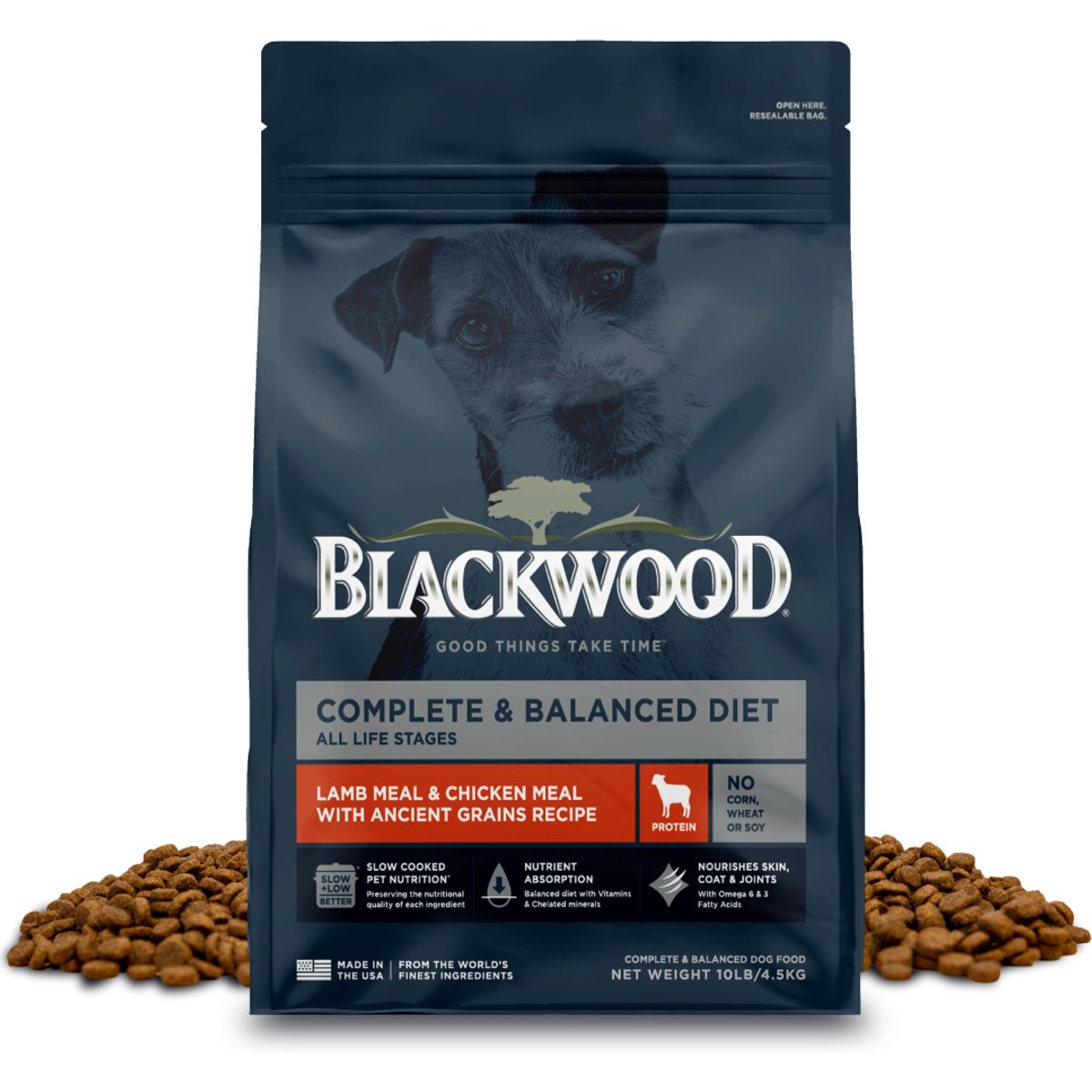 Blackwood Complete & Balanced Diet Lamb Meal & Chicken Meal with Ancient Grains Slow Cooked Dry Dog Food, 10-lb bag