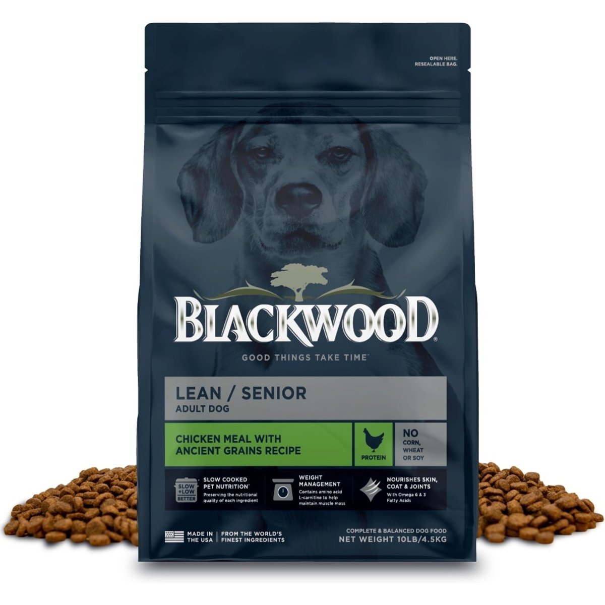 Blackwood Lean & Senior Chicken Meal with Ancient Grains Slow Cooked Adult Dry Dog Food, 10-lb bag