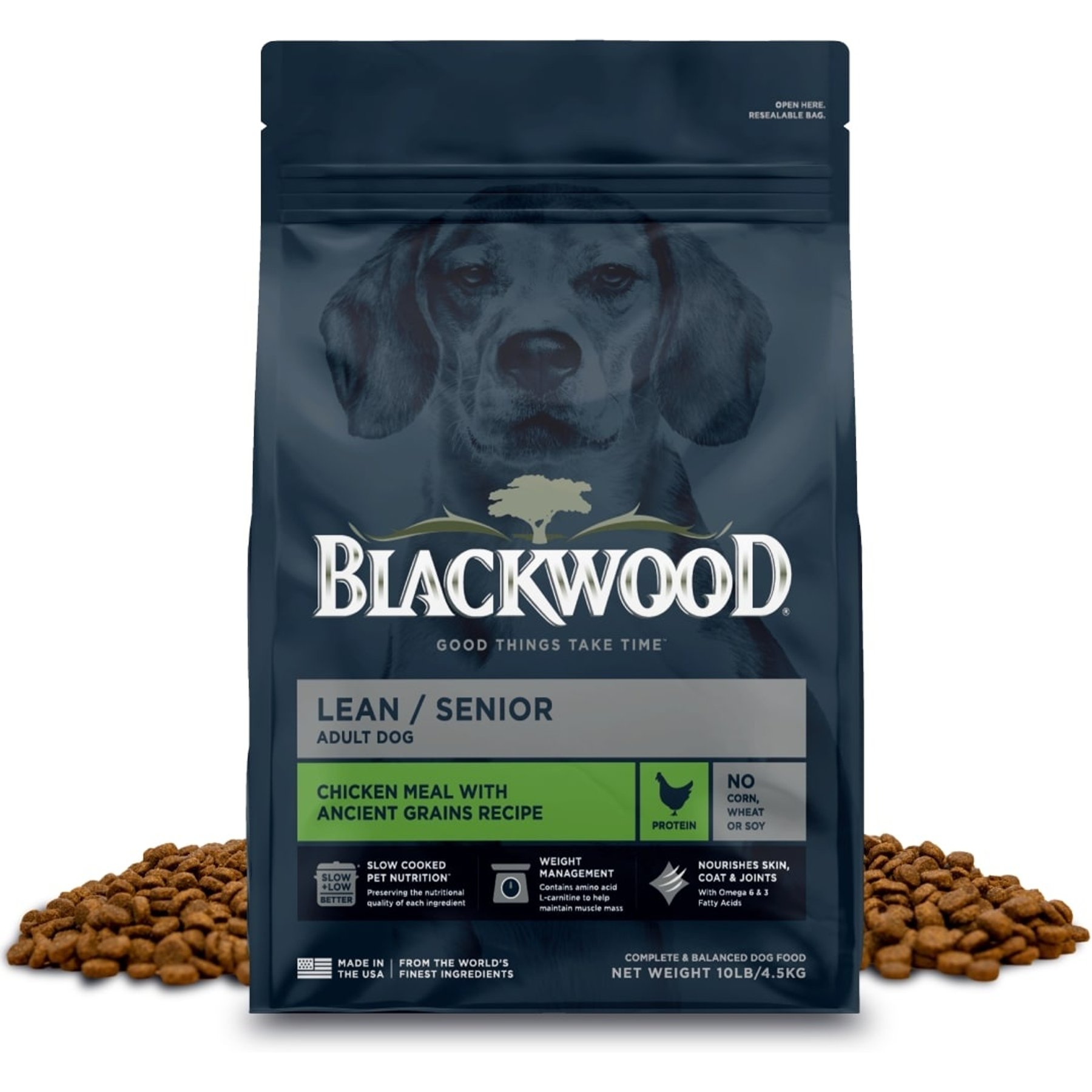 Blackwood Lean & Senior Chicken Meal with Ancient Grains Slow Cooked Adult Dry Dog Food, 10-lb bag