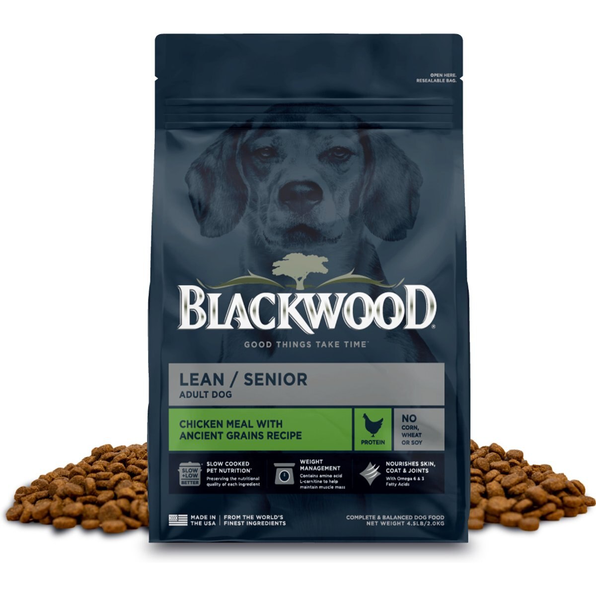 Blackwood Lean & Senior Chicken Meal with Ancient Grains Slow Cooked Adult Dry Dog Food, 4.5-lb bag