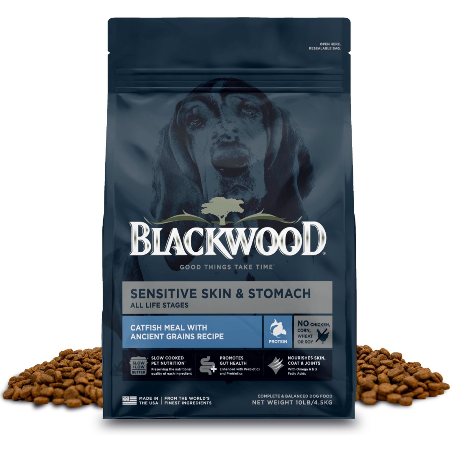 Blackwood Sensitive Skin & Stomach Catfish Meal with Ancient Grains Recipe All Life Stages Dry Dog Food, 10-lb bag
