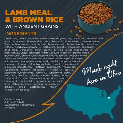 Show full view: Blackwood Sensitive Skin & Stomach Adult Lamb Meal & Brown Rice with Ancient Grains Dry Dog Food, 4.5-lb bag slide 3 of 12