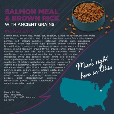 Show full view: Blackwood Sensitive Skin & Stomach Adult Salmon Meal & Brown Rice with Ancient Grains Dry Dog Food, 4.5-lb bag slide 3 of 11