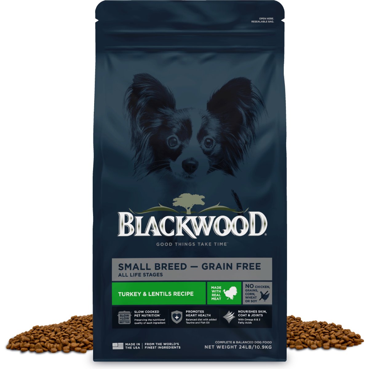 Blackwood Small Breed Grain-Free Turkey & Lentils Slow Cooked Dry Dog Food, 24-lb bag