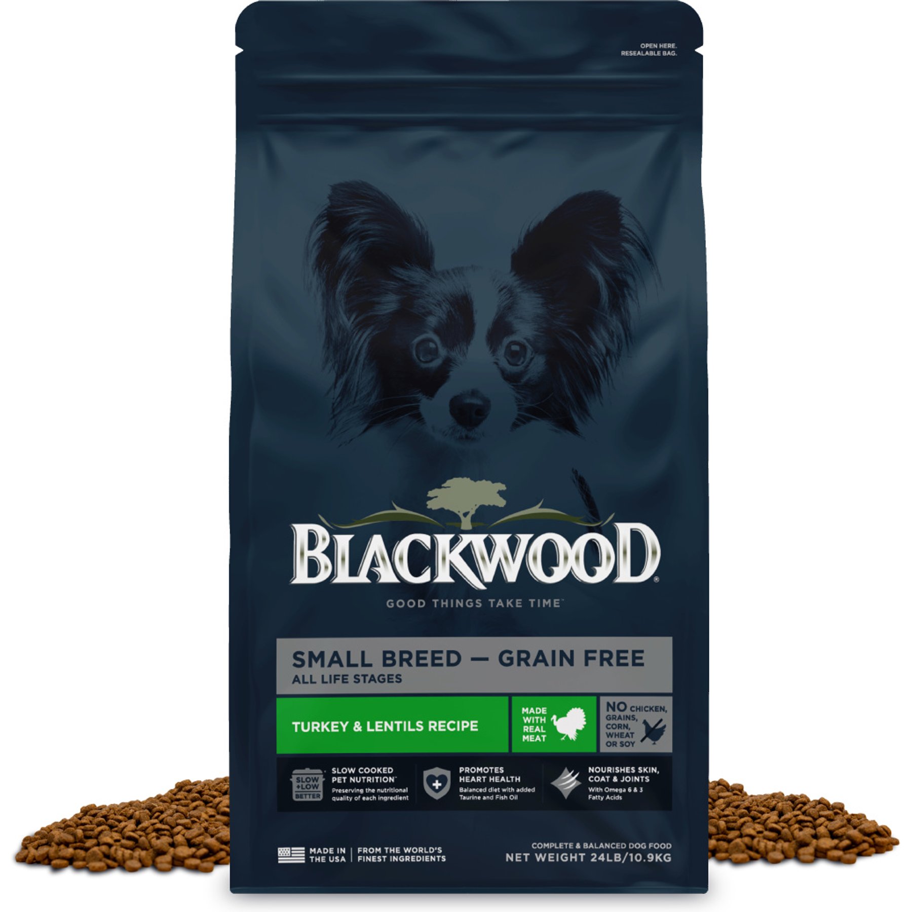 Blackwood Small Breed Grain-Free Turkey & Lentils Slow Cooked Dry Dog Food, 24-lb bag