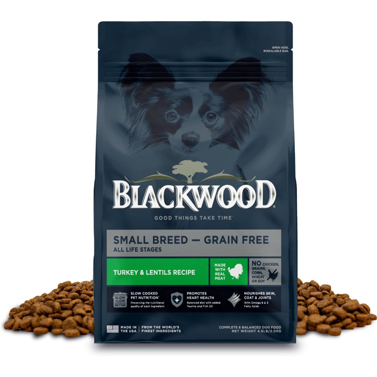 Blackwood Small Breed Grain-Free Turkey & Lentils Slow Cooked Dry Dog Food, 4.5-lb bag