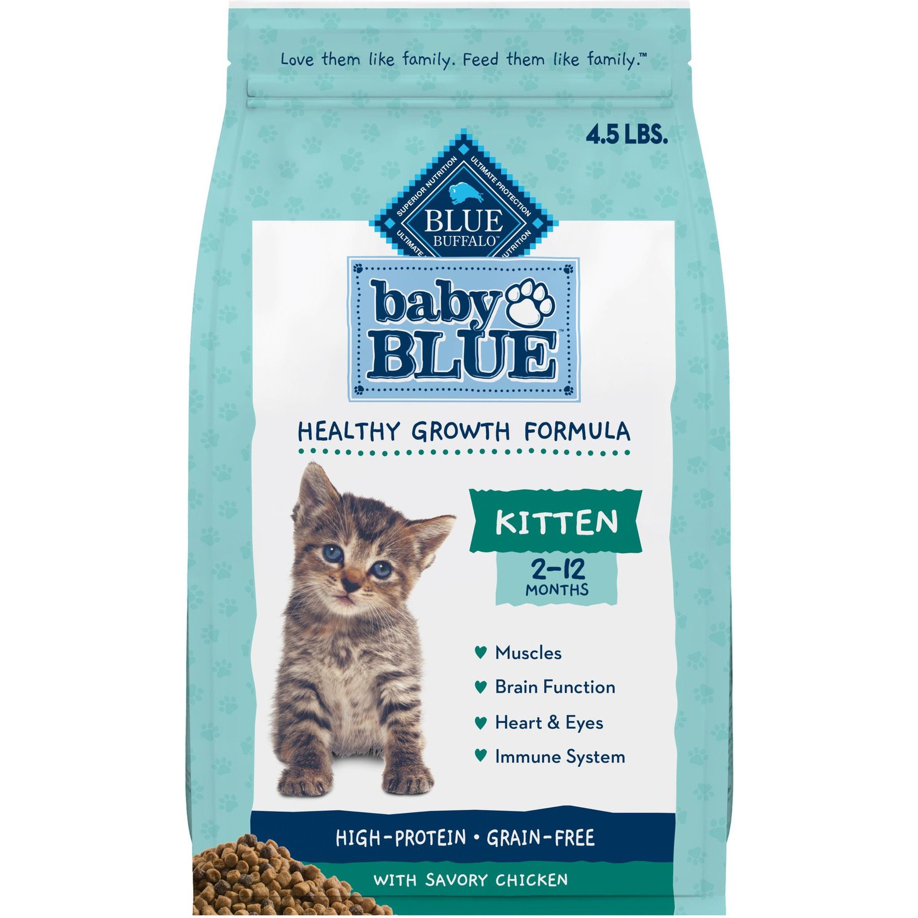 Blue Buffalo Baby Blue Healthy Growth Formula Grain-Free High Protein Chicken & Pea Recipe Kitten Dry Food, 4.5-lb bag