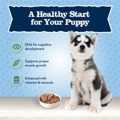 Show full view: Blue Buffalo Baby Blue Healthy Growth Formula Grain-Free High Protein Turkey & Potato Recipe Puppy Wet Food, 12.5-oz cans, case of 12 slide 5 of 11