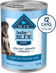 Blue Buffalo Baby Blue Healthy Growth Formula Natural Chicken & Vegetable Recipe Puppy Wet Food, 12.5-oz cans, case of 12