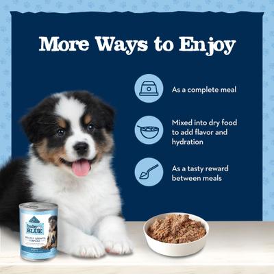 Show full view: Blue Buffalo Baby Blue Healthy Growth Formula Natural Chicken & Vegetable Recipe Puppy Wet Food, 12.5-oz cans, case of 12 slide 8 of 11