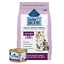 Blue Buffalo Baby BLUE Healthy Growth Formula Natural Kitten Dry Cat Food, Chicken & Brown Rice Recipe 5-lb + Pate Wet Food, Chicken Recipe