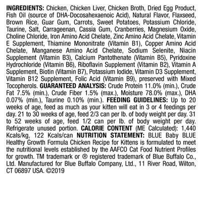 Show full view: Blue Buffalo Baby BLUE Healthy Growth Formula Natural Kitten Dry Cat Food, Chicken & Brown Rice Recipe 5-lb + Pate Wet Food, Chicken Recipe slide 3 of 10