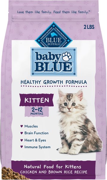 Show full view: Blue Buffalo Baby BLUE Healthy Growth Formula Natural Kitten Dry Cat Food, Chicken & Brown Rice Recipe + Kitten Crunchies Natural Kitten Treats, Savory Chicken slide 2 of 10