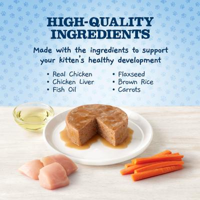 Show full view: Blue Buffalo Baby Blue Healthy Growth Formula Natural Multi-Pack Chicken Recipe Kitten Wet Food, 3-oz cans, 6 count slide 5 of 10