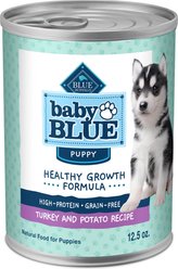 Blue Buffalo Baby BLUE Healthy Growth Formula Natural Puppy, Chicken & Vegetable Recipe + Grain-Free High Protein, Turkey & Potato Recipe, Wet Dog Food slide 2 of 9