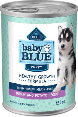 Show full view: Blue Buffalo Baby BLUE Healthy Growth Formula Natural Puppy, Chicken & Vegetable Recipe + Grain-Free High Protein, Turkey & Potato Recipe, Wet Dog Food slide 2 of 9
