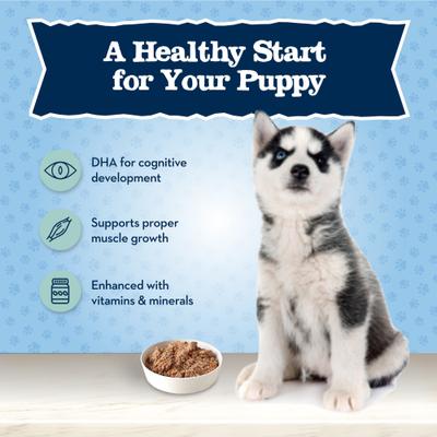 Show full view: Blue Buffalo Baby BLUE Healthy Growth Formula Natural Puppy, Chicken & Vegetable Recipe + Grain-Free High Protein, Turkey & Potato Recipe, Wet Dog Food slide 5 of 9