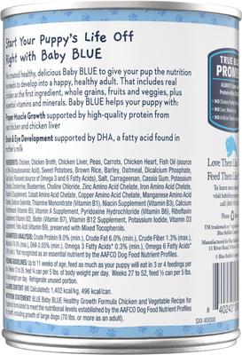 Show full view: Blue Buffalo Baby BLUE Healthy Growth Formula Natural Puppy, Chicken & Vegetable Recipe + Grain-Free High Protein, Turkey & Potato Recipe, Wet Dog Food slide 7 of 9