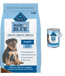 Blue Buffalo Baby BLUE Healthy Growth Formula Natural Puppy Dry Dog Food, Chicken & Brown Rice Recipe 11-lb + Wet Food, Chicken & Vegetable Recipe