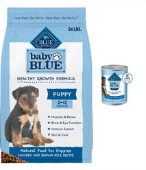 Blue Buffalo Baby BLUE Healthy Growth Formula Natural Puppy Dry Dog Food, Chicken & Brown Rice Recipe 24-lb + Wet Food, Chicken & Vegetable Recipe