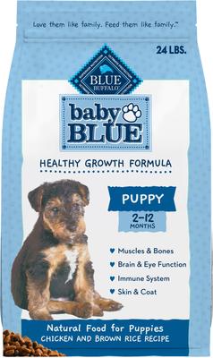 Show full view: Blue Buffalo Baby BLUE Healthy Growth Formula Natural Puppy Dry Dog Food, Chicken & Brown Rice Recipe 24-lb + Wet Food, Chicken & Vegetable Recipe slide 2 of 9